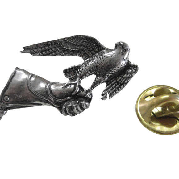 Falcon Bird and Glove Lapel Pin - Picture 1 of 2